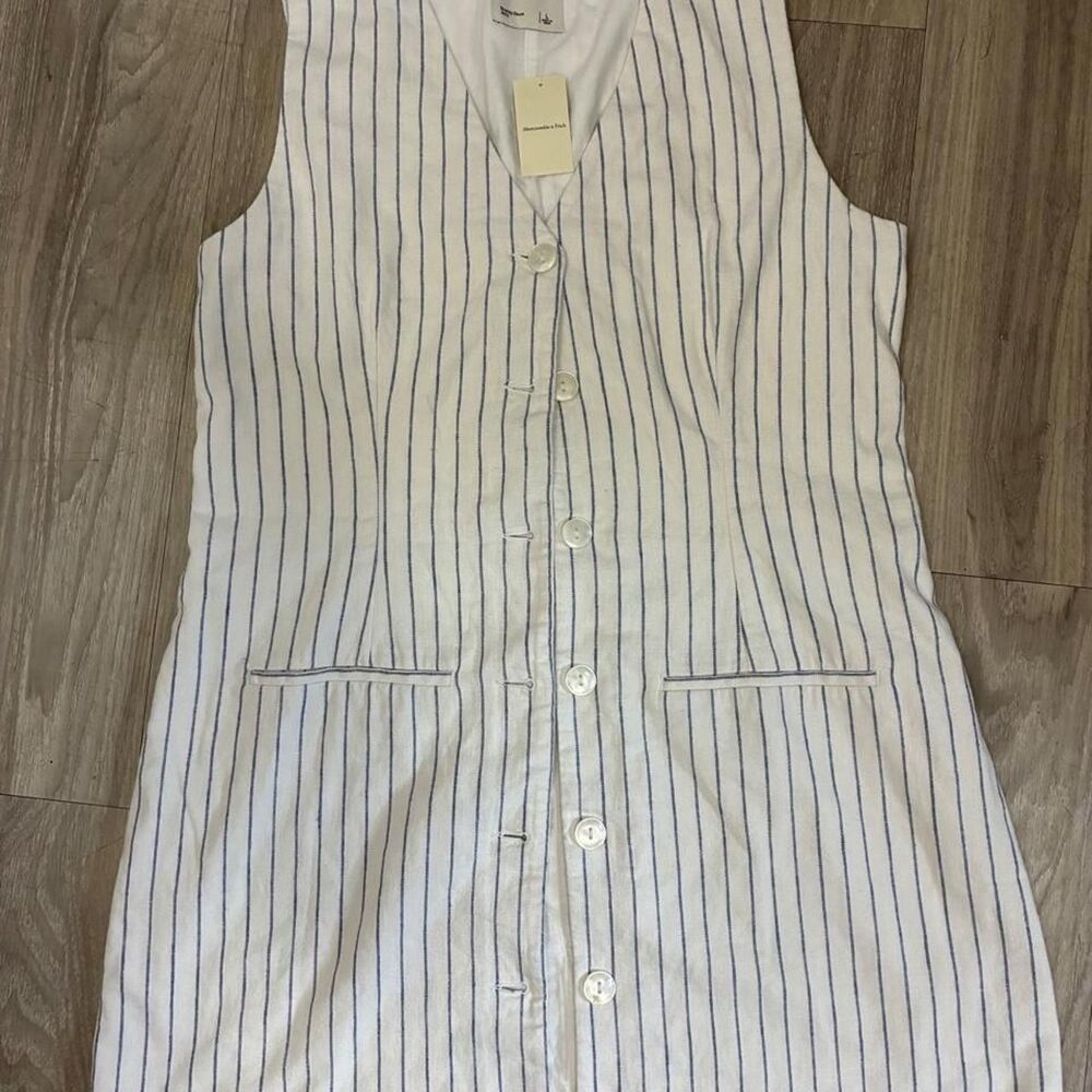 Abercrombie-fitch Women's White and Blue Dress